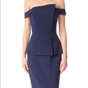 Black Halo Navy Peplum Gown